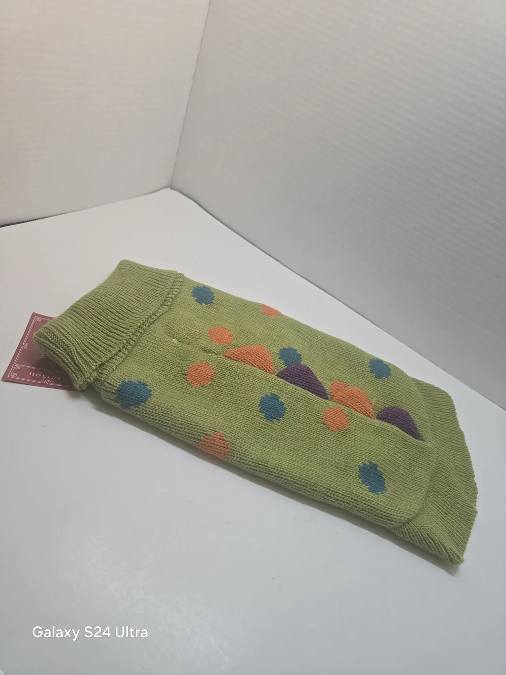 Cost Plus World Market Olive Green Knit Dog Sweater with Red Tag